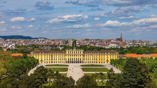 Schoenbrunn Palace overlooking the city of Vienna