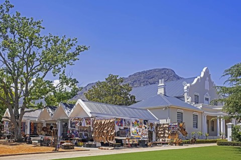 Souvenir stands at the Village Market in the town Franschhoek