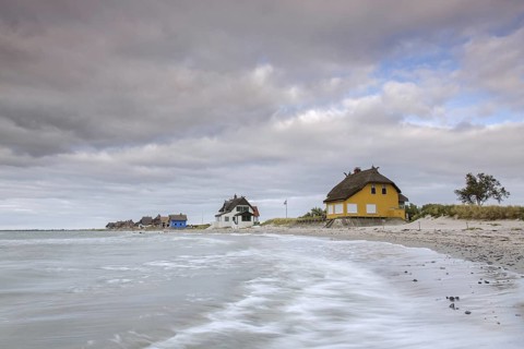 Beach houses along the Baltic Sea on the peninsula Graswarder