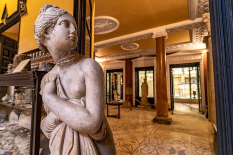 Statue in the courtyard of the Palacio de la Condesa de Lebrija Palace and Museum in Seville
