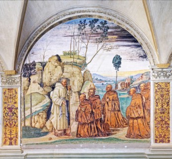 Benedict fulfils the wish of the hermits to become their abbot