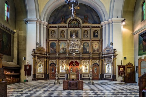 Interior of the Serbian Orthodox Church of St Nicholas in Kotor