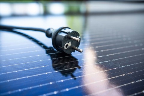 Schuko plug on a solar panel