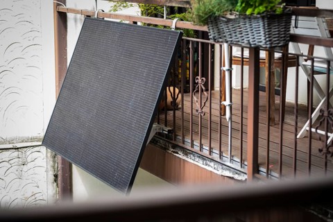 Solar panel in a backyard