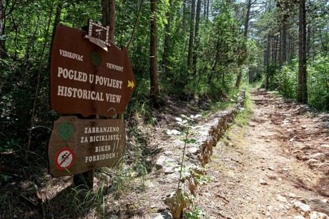 Natural hiking trail through the forest in Paklenica National Park in northern Dalmatia. Paklenica Starigrad