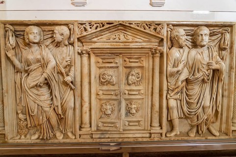 Roman tombstone in the Alcazar de los Reyes Cristianos in Cordoba