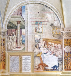 Benedict receives flour and feeds the monks with it