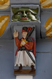 Wood carving on the facade