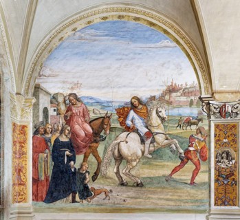 Benedict leaves his parental home in Norcia to ride to Rome to study