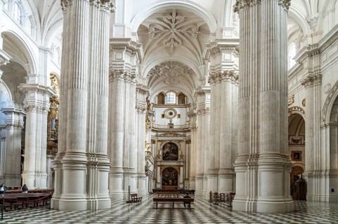 Corinthian columns in the interior of the Cathedral of Santa Maria de la Encarnacion in Granada