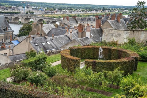Les Jardins de l'Eveche park overlooking the old town and the Loire in Blois