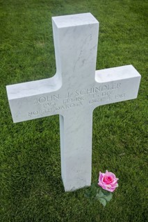 Rose at grave of First World War One soldier at the Meuse-Argonne American Cemetery and Memorial