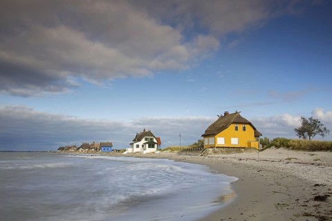 Beach houses along the Baltic Sea on the peninsula Graswarder