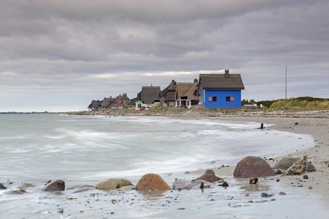 Beach houses along the Baltic Sea on the peninsula Graswarder