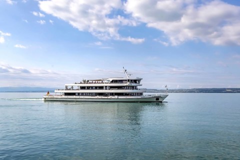 Excursion boat UeBERLINGEN of the White Fleet on the Bodensse