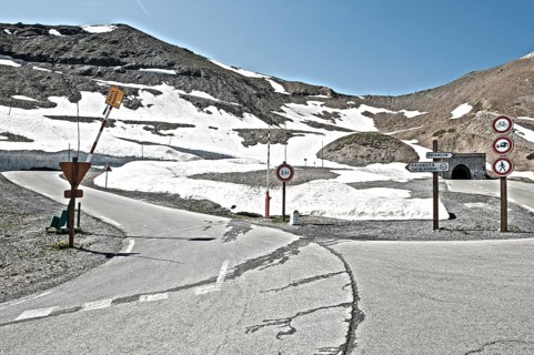 Photo with reduced dynamic saturation HDR of mountain pass alpine mountain road alpine road pass road pass Col du Galibier
