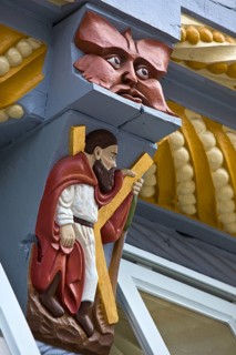 Wood carving on the facade