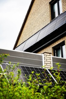 Balcony power plant on a house in Duesseldorf
