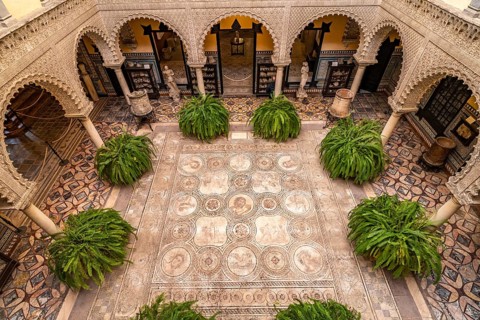 Mosaic in the courtyard of the Palacio de la Condesa de Lebrija Palace and Museum in Seville