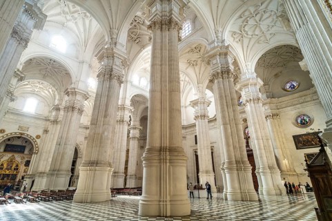 Corinthian columns in the interior of the Cathedral of Santa Maria de la Encarnacion in Granada