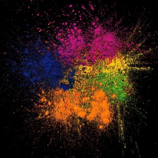 Close up bright rangoli colors spread background