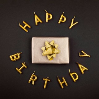 Top view birthday present candles