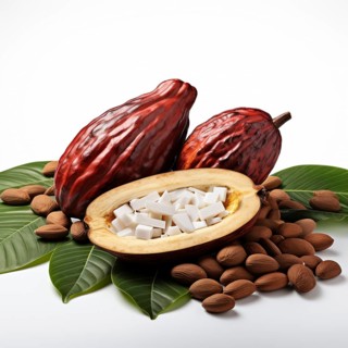 Fresh chocolate fruit in a plantation