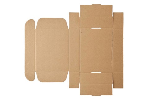 Overhead view of cardboard box in the unfolded form