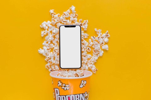 Popcorn box with mobile phone