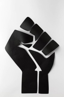 Black lives matter concept with black fist