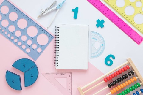 Mathematics with numbers stationery school items