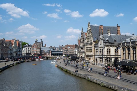 Medieval Guild Houses of the Graslei Quay and Korenlei Quay on the River Leie