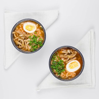 Top view ramen bowls
