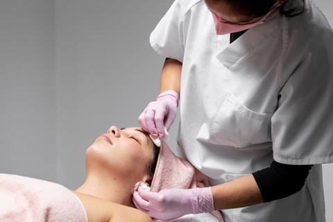 Young woman relaxing beauty salon