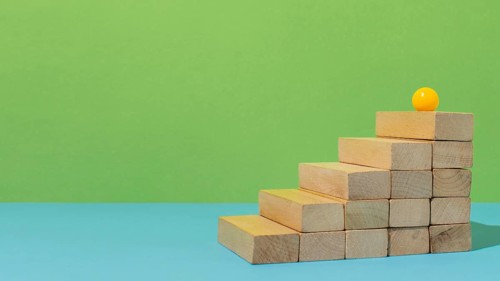 Yellow ball stairs with copy space