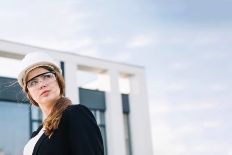 Young woman hardhat