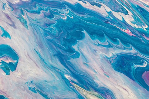 Blue shades draining technique acrylic design