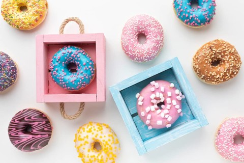 Cute donuts colorful boxes