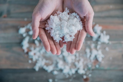 Heap snow hands