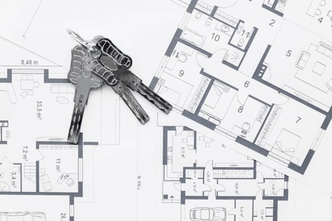 House keys architectural blueprints plans