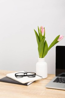 Front view glasses tulips