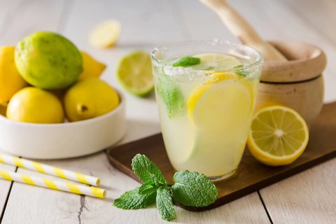 Glass with lemonade mint
