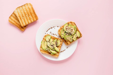 Plate with avocado toast