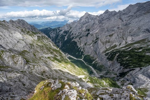 View from the summit of the Southern Riffelspitze over the Hoellental
