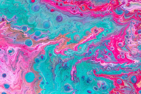 Pink blue abstract mixed paint background