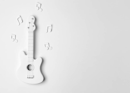 Top view white guitar arrangement with copy space