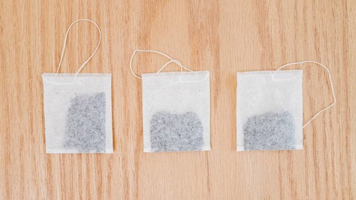 Top view tea bags line