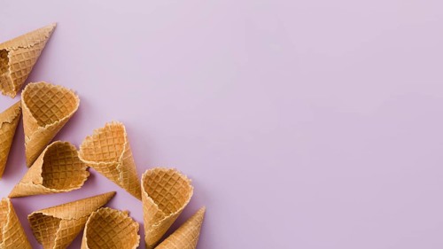Empty short waffle ice cream cones