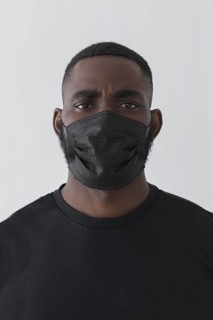 Front view black person wearing mask