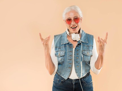 Cool senior woman with sunglasses